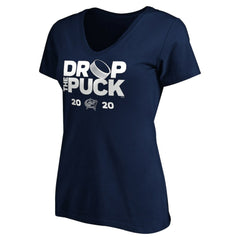 Columbus Blue Jackets Women's Drop the Puck V-Neck T-Shirt Navy