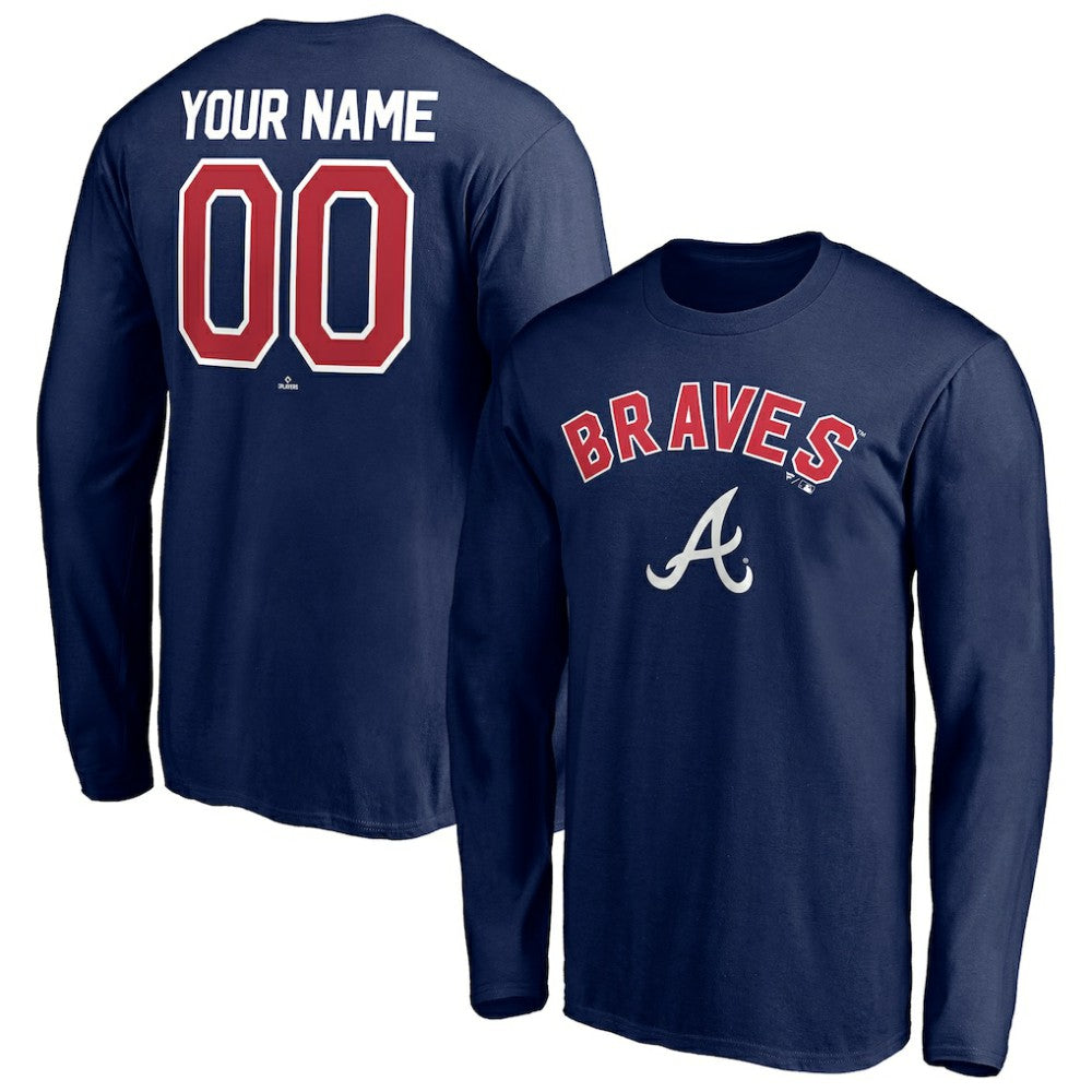 Atlanta Braves Personalized Winning Streak Name & Number Long Sleeve T-Shirt Navy