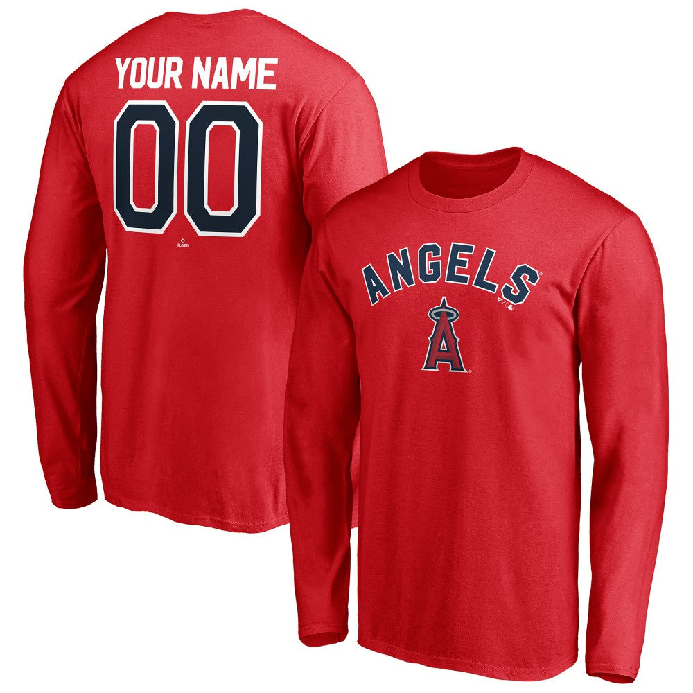 Los Angeles Angels Personalized Winning Streak Name & Number Long Sleeve T-Shirt Red