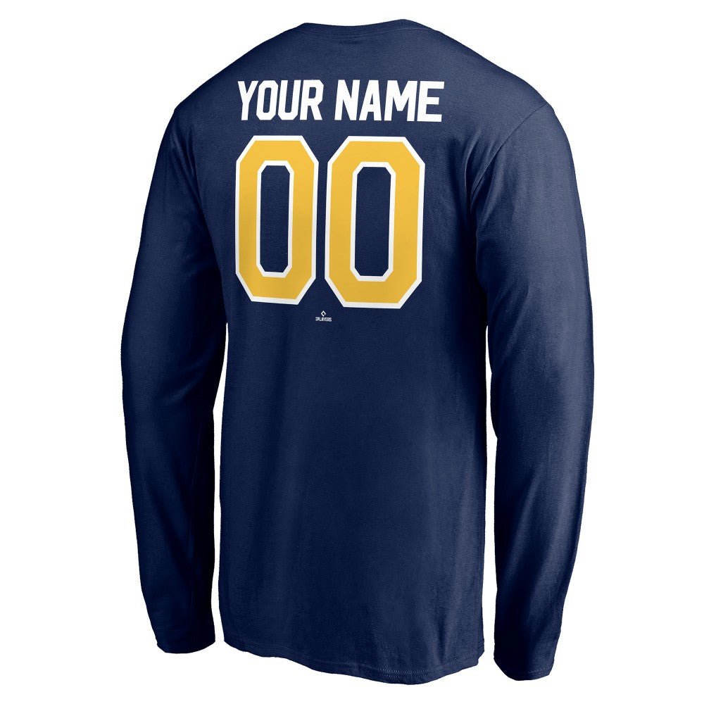 Milwaukee Brewers Personalized Winning Streak Name & Number Long Sleeve T-Shirt Navy
