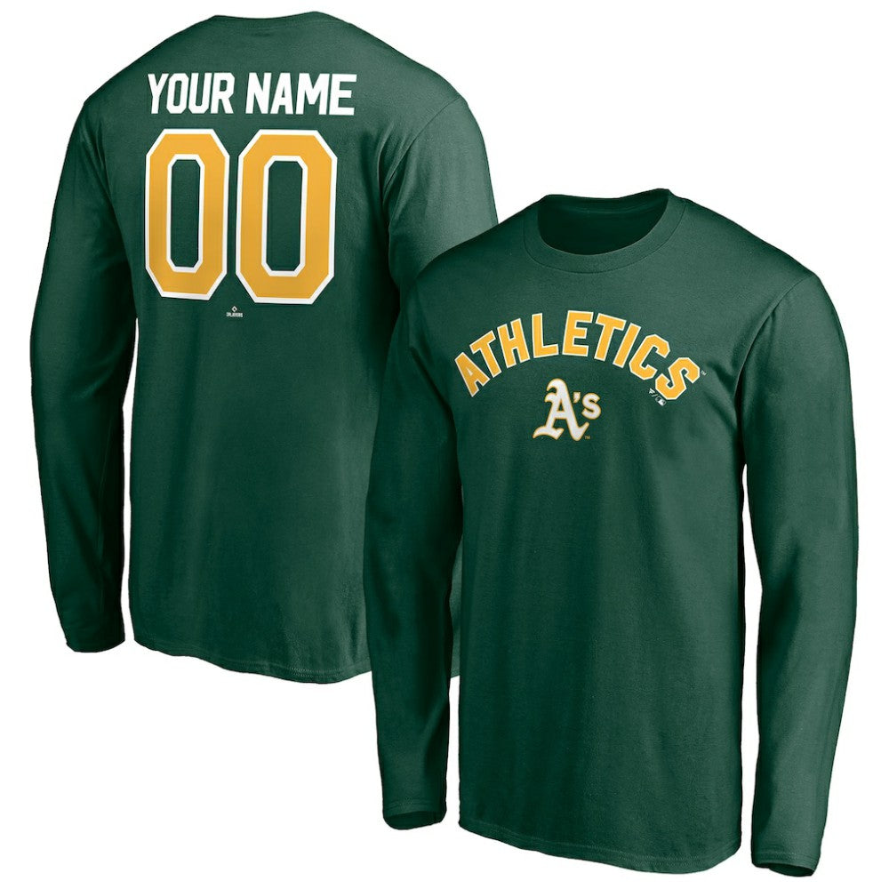 Athletics Personalized Winning Streak Name & Number Long Sleeve T-Shirt Green