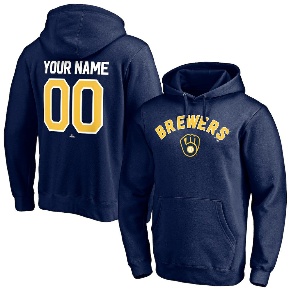 Milwaukee Brewers Personalized Winning Streak Name & Number Pullover Hoodie Navy