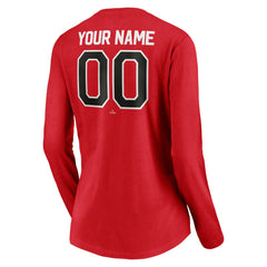 Cincinnati Reds Women's Personalized Winning Streak Name & Number Long Sleeve V-Neck T-Shirt Red