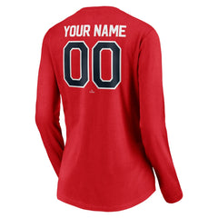 Los Angeles Angels Women's Personalized Winning Streak Name & Number Long Sleeve V-Neck T-Shirt Red