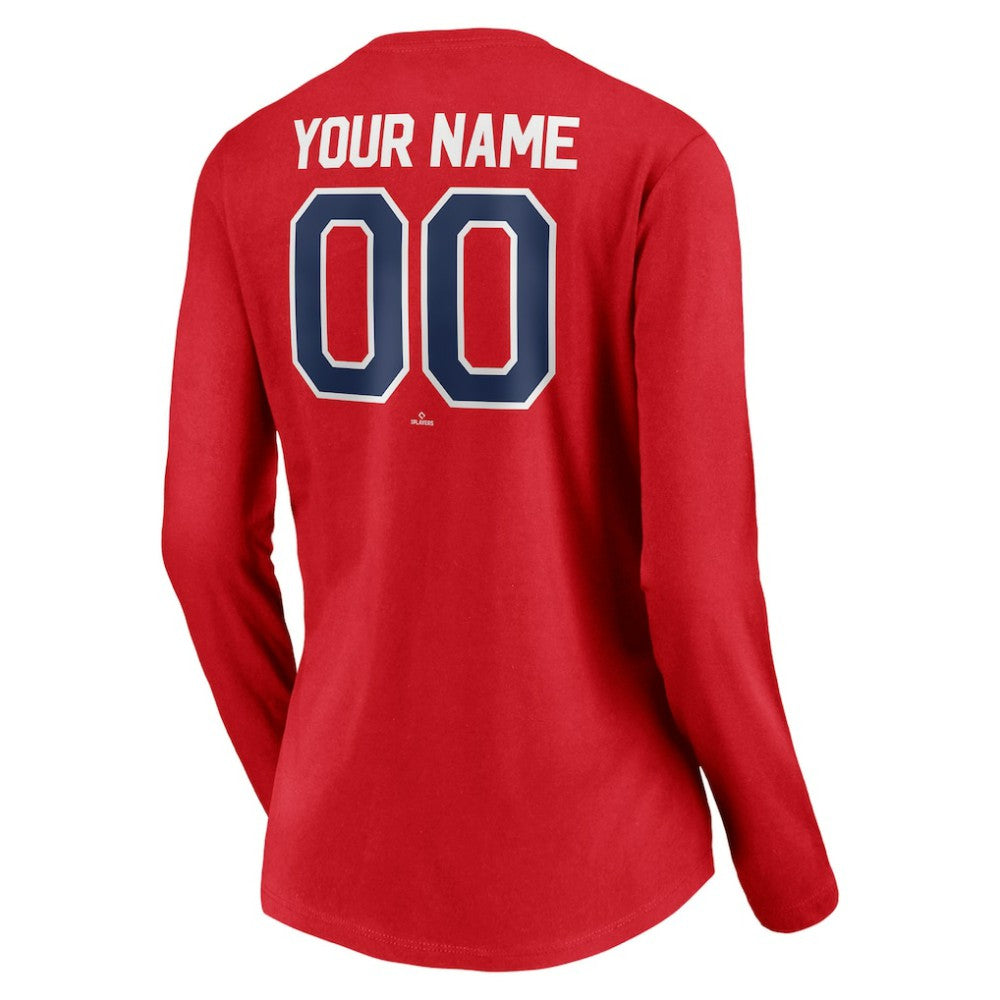 Philadelphia Phillies Women's Personalized Winning Streak Name & Number Long Sleeve V-Neck T-Shirt Red