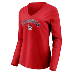 St. Louis Cardinals Women's Personalized Winning Streak Name & Number Long Sleeve V-Neck T-Shirt Red