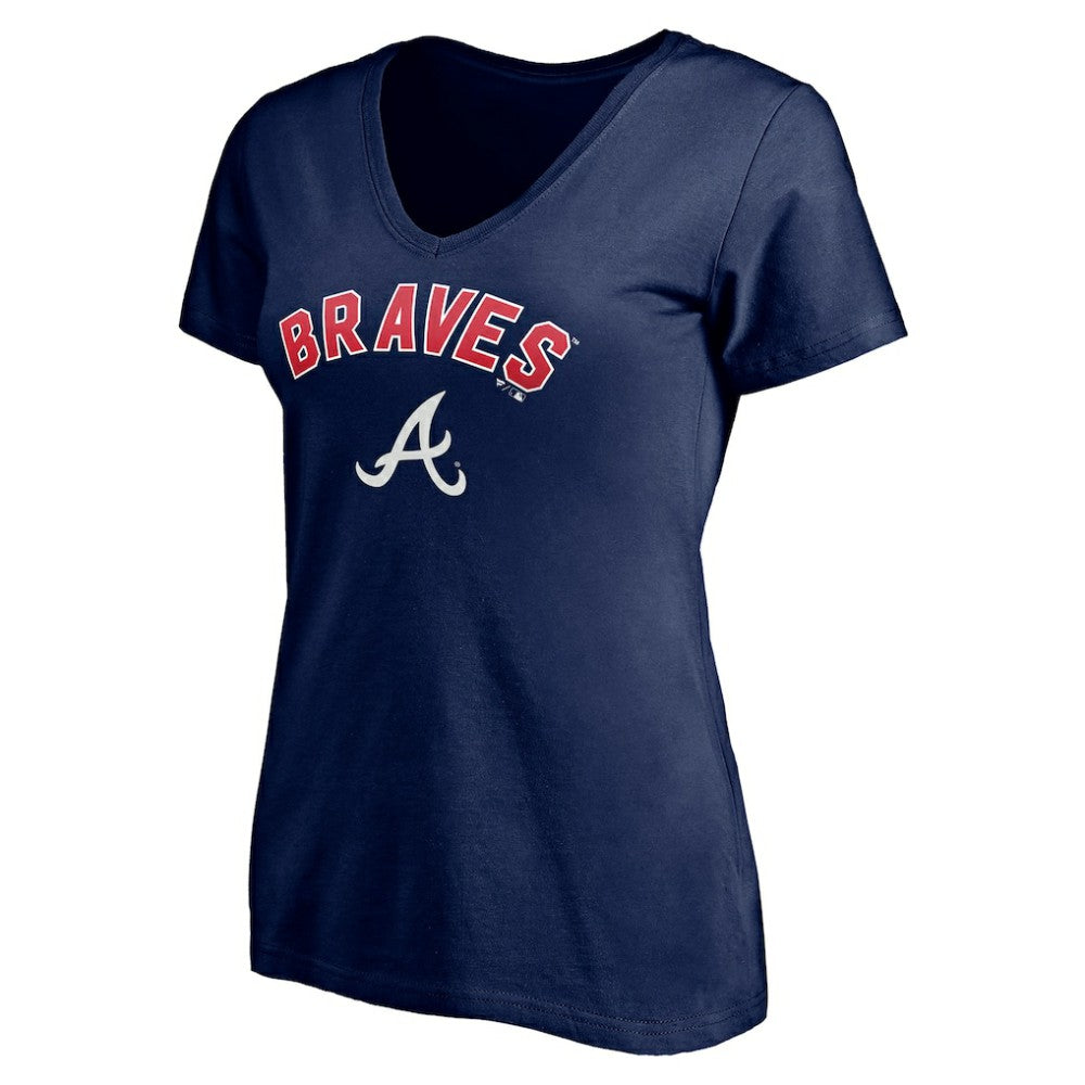 Atlanta Braves Women's Personalized Winning Streak Name & Number V-Neck T-Shirt Navy