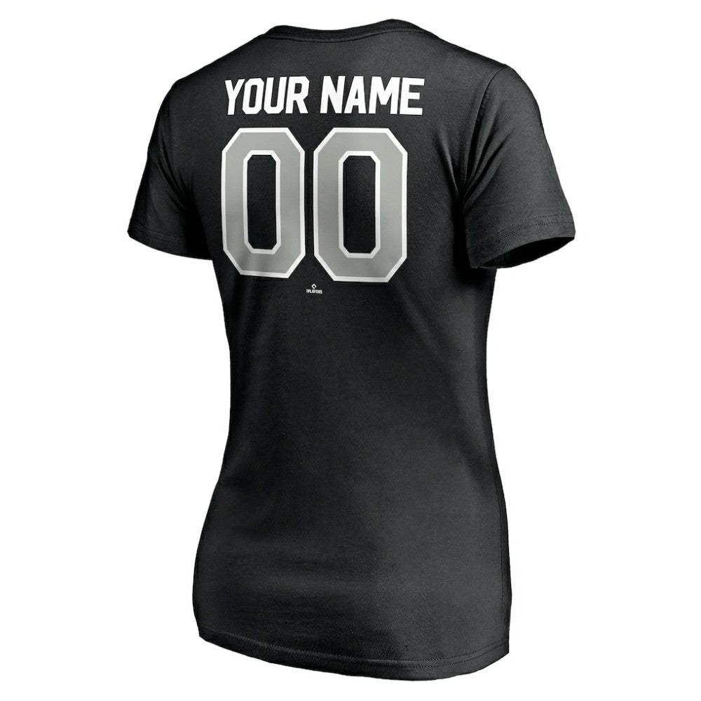 Chicago White Sox Women's Personalized Winning Streak Name & Number V-Neck T-Shirt Black