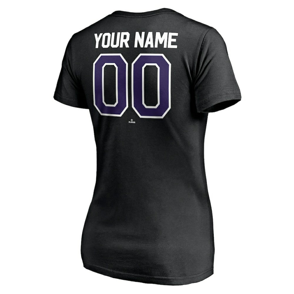 Colorado Rockies Women's Personalized Winning Streak Name & Number V-Neck T-Shirt Black