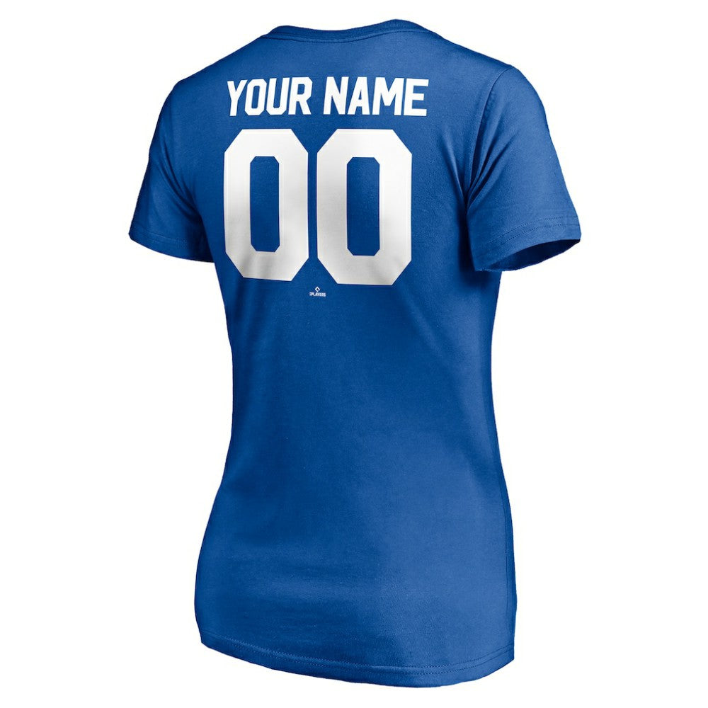 Los Angeles Dodgers Women's Personalized Winning Streak Name & Number V-Neck T-Shirt Royal