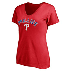 Philadelphia Phillies Women's Personalized Winning Streak Name & Number V-Neck T-Shirt Red