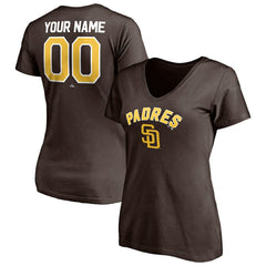 San Diego Padres Women's Personalized Winning Streak Name & Number V-Neck T-Shirt Brown