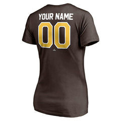 San Diego Padres Women's Personalized Winning Streak Name & Number V-Neck T-Shirt Brown