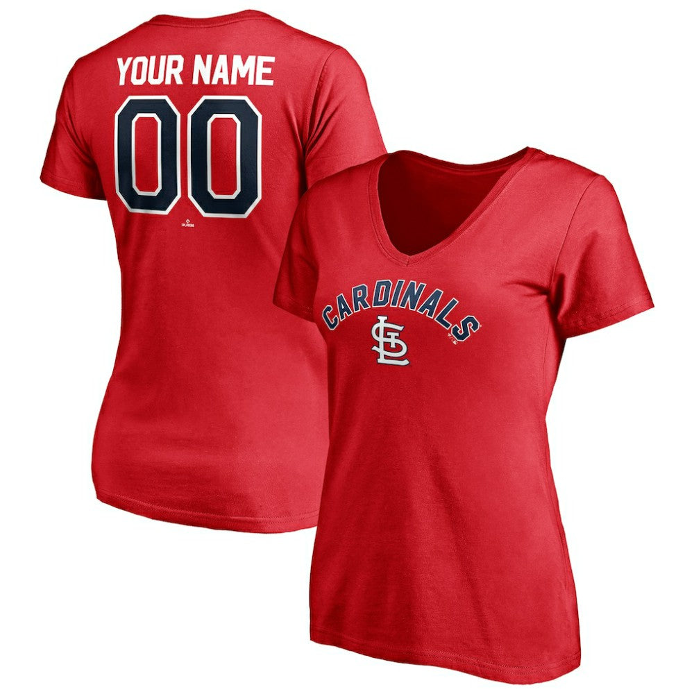 St. Louis Cardinals Women's Personalized Winning Streak Name & Number V-Neck T-Shirt Red