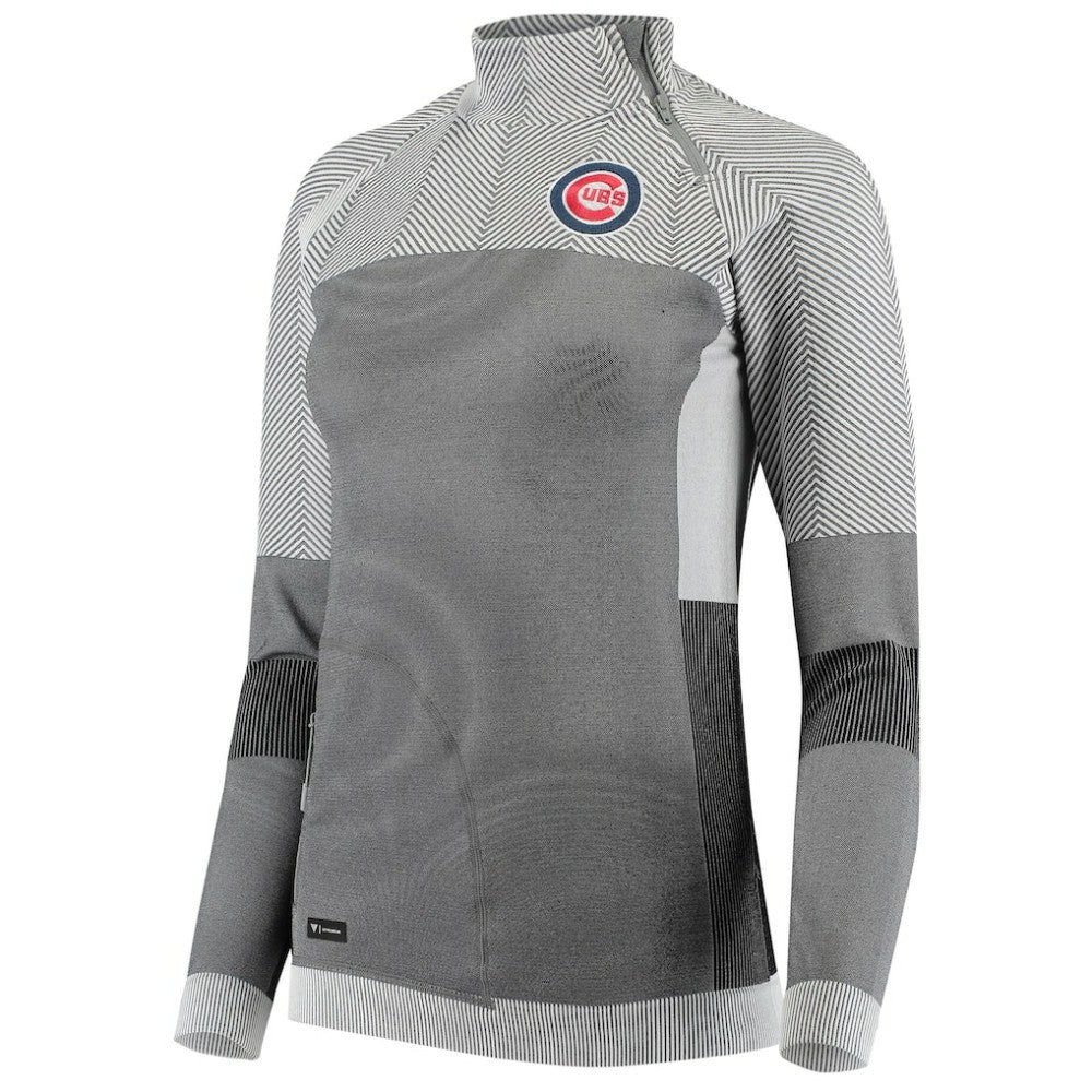 Chicago Cubs Levelwear Women's Verse Asymmetrical Raglan Tri-Blend Quarter-Zip Jacket Gray