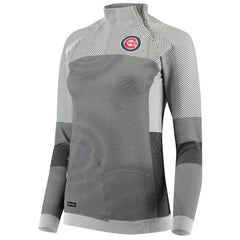 Chicago Cubs Levelwear Women's Verse Asymmetrical Raglan Tri-Blend Quarter-Zip Jacket Gray