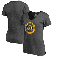 Boston Bruins Women's #WeSkateFor V-Neck T-Shirt Heather Gray