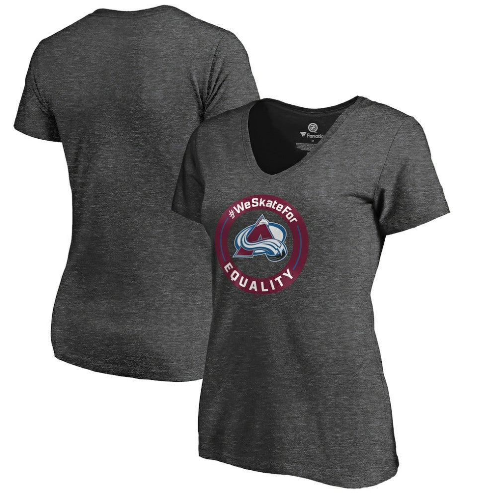 Colorado Avalanche Women's #WeSkateFor V-Neck T-Shirt Heather Gray