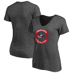 Columbus Blue Jackets Women's #WeSkateFor V-Neck T-Shirt Heather Gray
