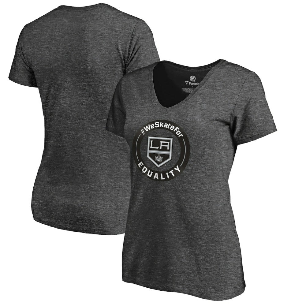 Los Angeles Kings Women's #WeSkateFor V-Neck T-Shirt Heather Gray