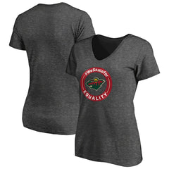 Minnesota Wild Women's #WeSkateFor V-Neck T-Shirt Heather Gray