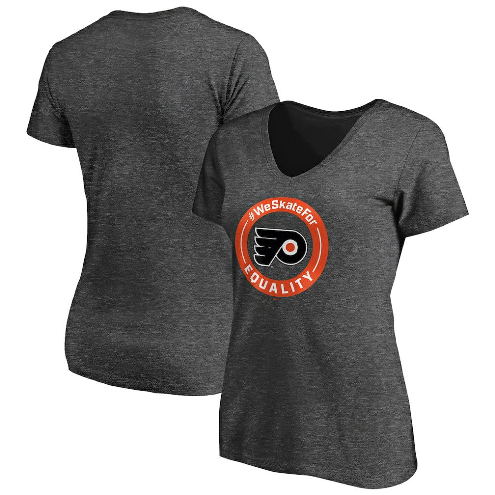 Philadelphia Flyers Women's #WeSkateFor V-Neck T-Shirt Heather Gray