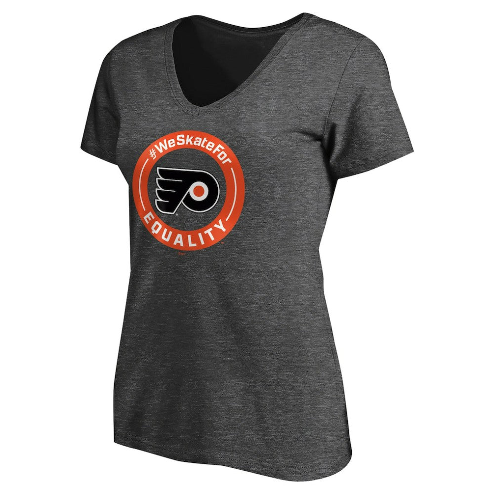 Philadelphia Flyers Women's #WeSkateFor V-Neck T-Shirt Heather Gray