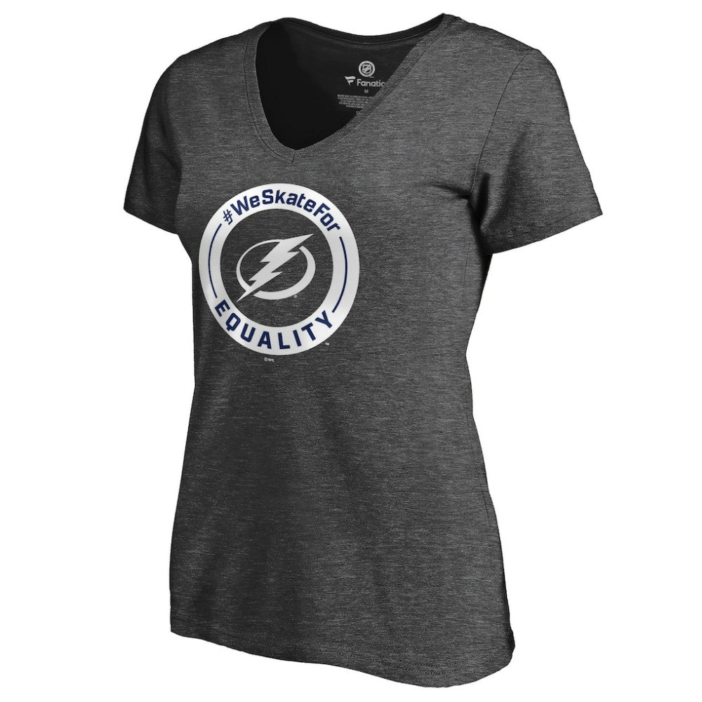 Tampa Bay Lightning Women's #WeSkateFor V-Neck T-Shirt Heather Gray