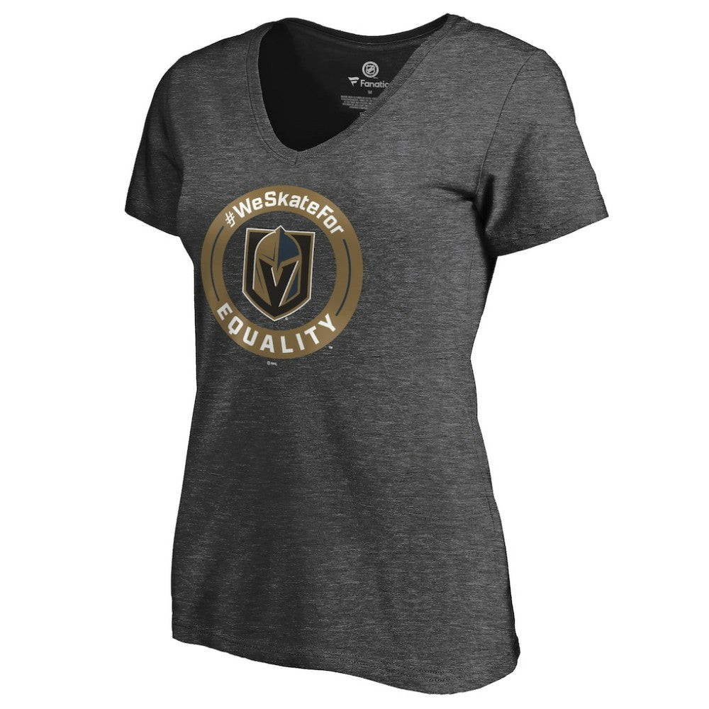 Vegas Golden Knights Women's #WeSkateFor V-Neck T-Shirt Heather Gray