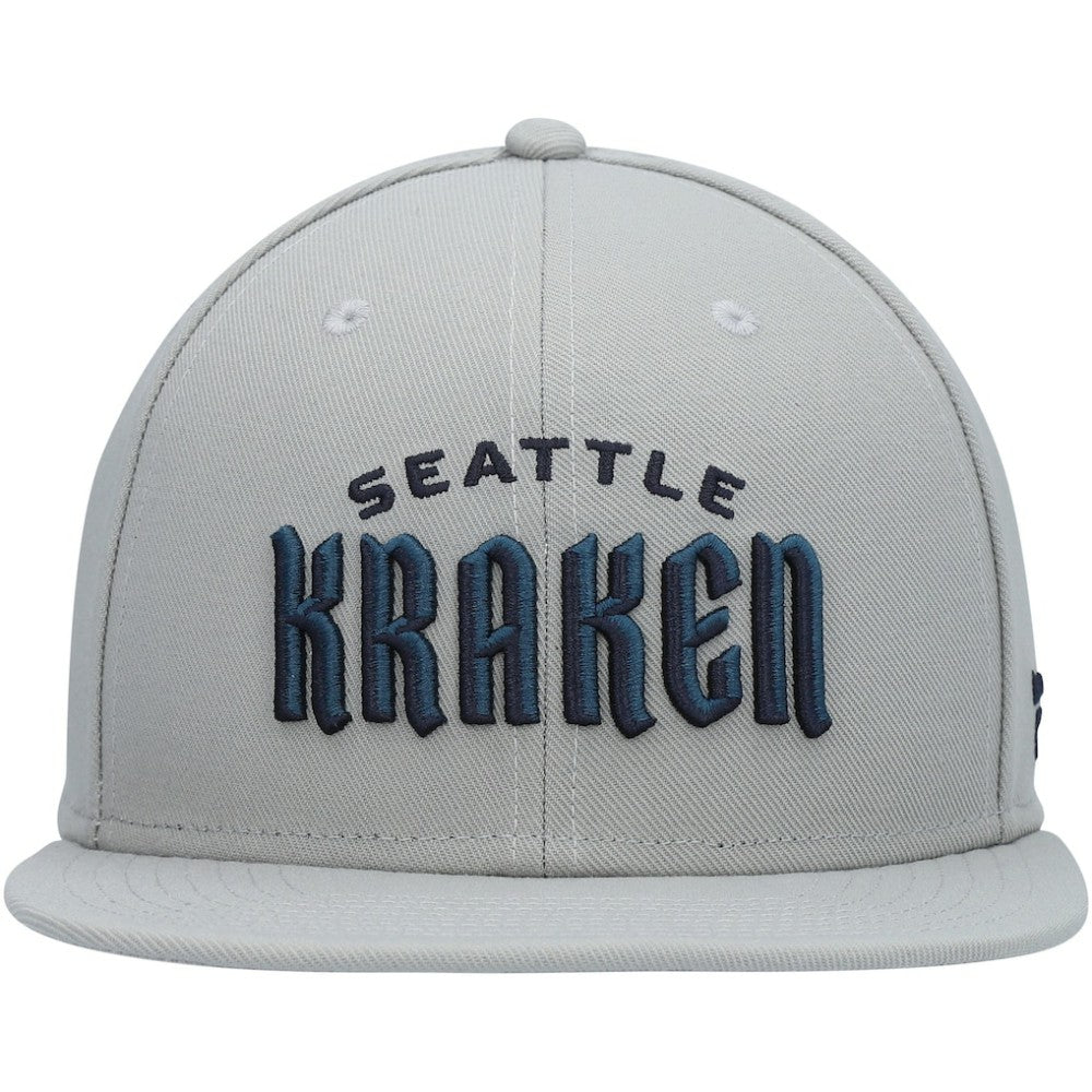 Seattle Kraken Fanatics Wordmark Logo Snapback Hat Gray