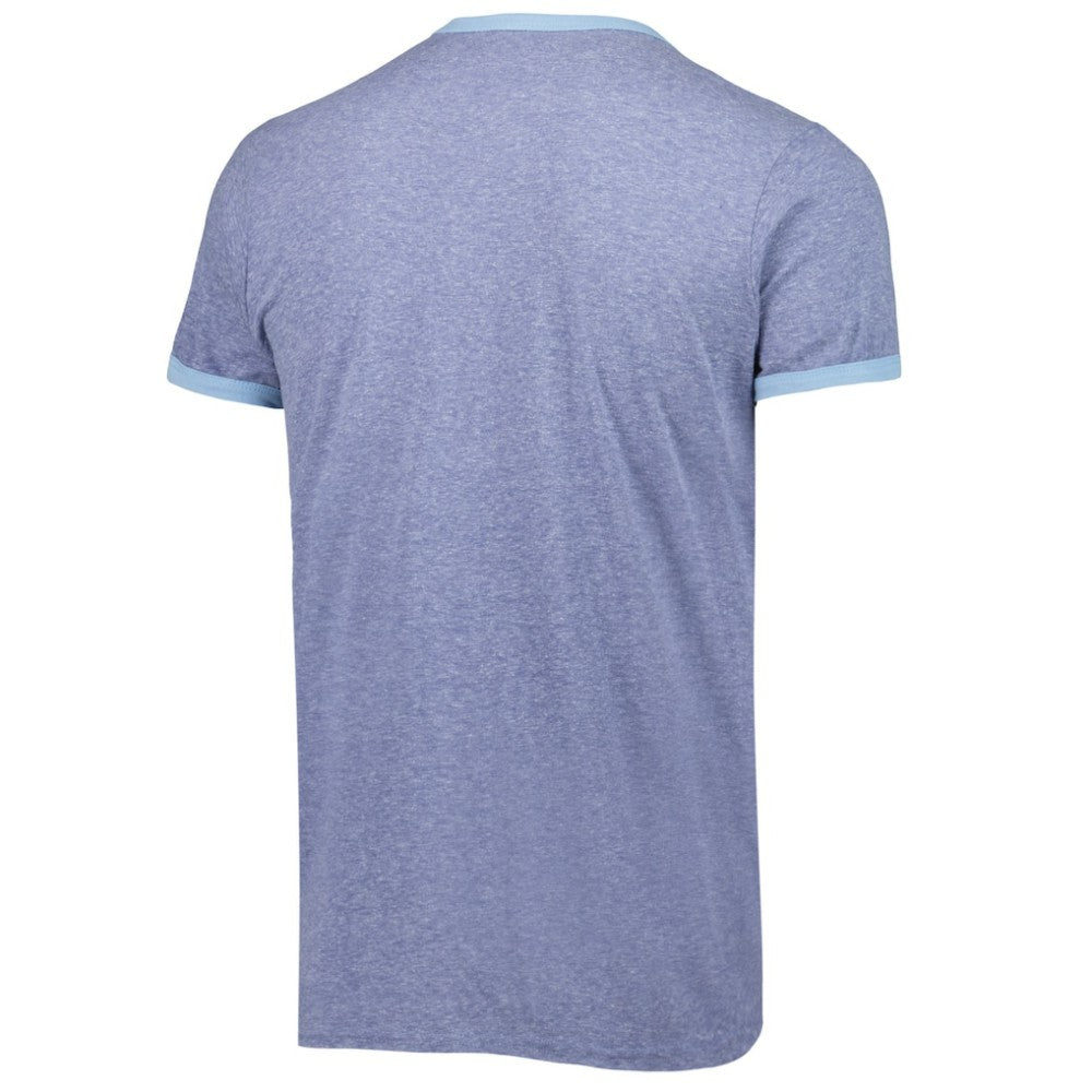 Seattle Kraken Fanatics Buzzer Beater Tri-Blend Ringer T-Shirt Heathered Deep Sea Blue
