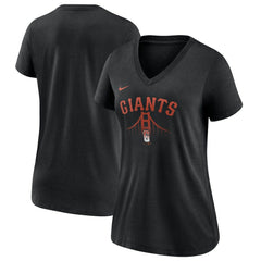San Francisco Giants Women's City Connect Tri-Blend V-Neck T-Shirt Black | Nike