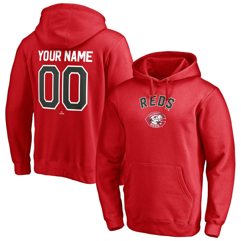 Cincinnati Reds Cooperstown Winning Streak Personalized Name & Number Pullover Hoodie Red