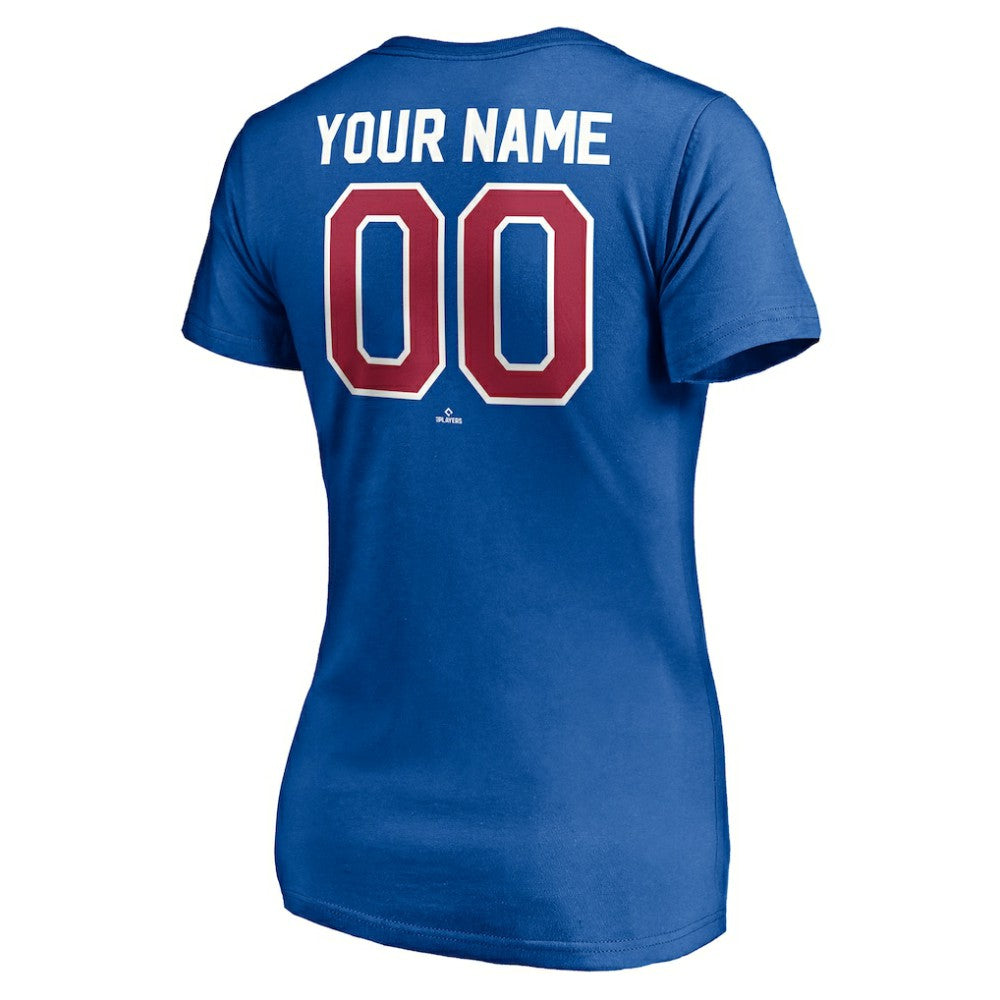 Atlanta Braves Women's Cooperstown Winning Streak Personalized Name & Number V-Neck T-Shirt Royal
