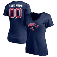 Los Angeles Angels Women's Cooperstown Winning Streak Personalized Name & Number V-Neck T-Shirt Navy