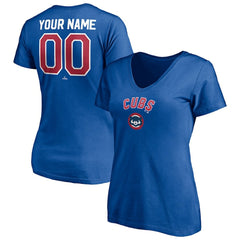 Chicago Cubs Women's Cooperstown Winning Streak Personalized Name & Number V-Neck T-Shirt Royal