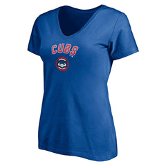 Chicago Cubs Women's Cooperstown Winning Streak Personalized Name & Number V-Neck T-Shirt Royal