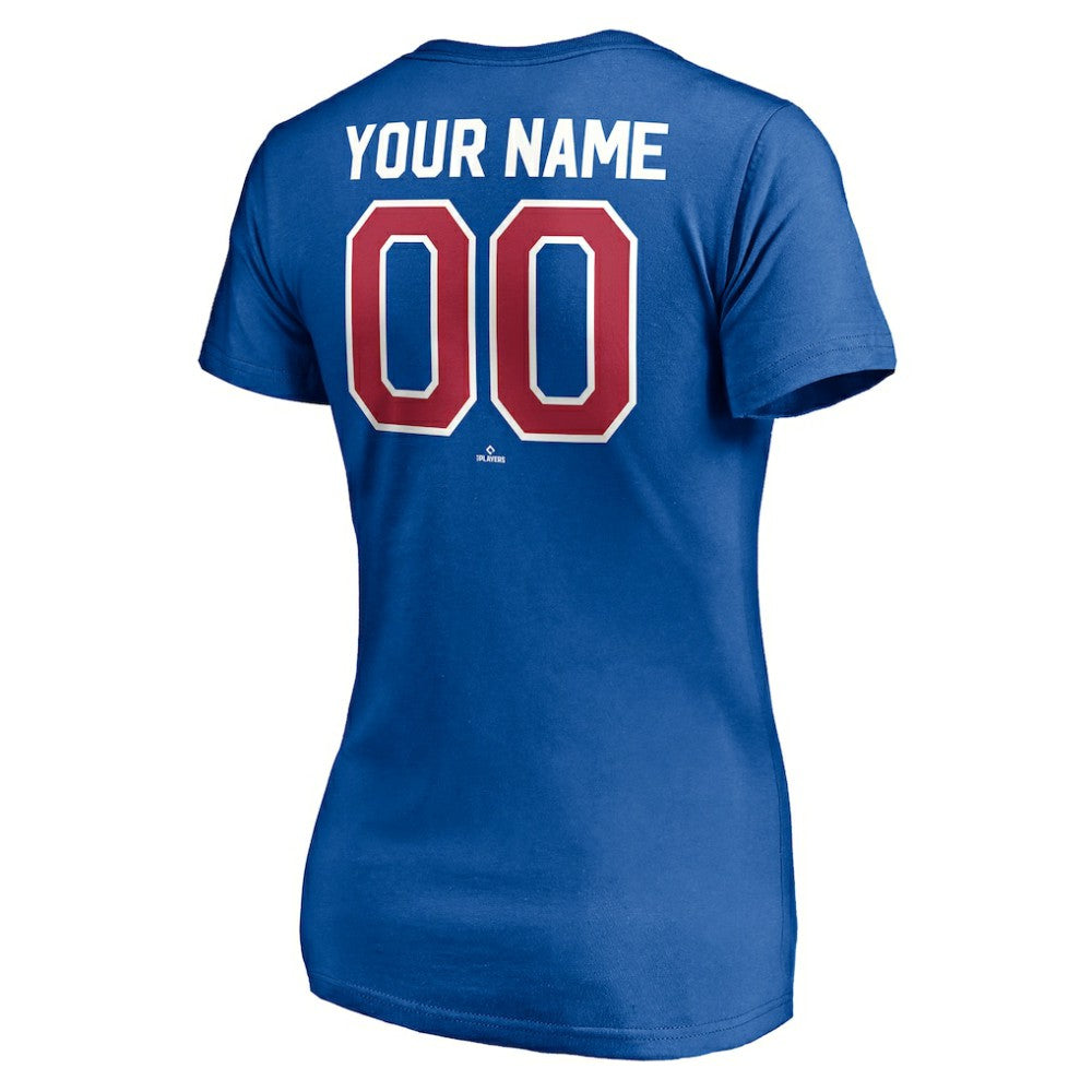 Chicago Cubs Women's Cooperstown Winning Streak Personalized Name & Number V-Neck T-Shirt Royal
