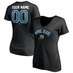 Tampa Bay Rays Women's Cooperstown Winning Streak Personalized Name & Number V-Neck T-Shirt Black