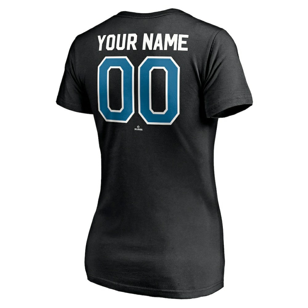 Tampa Bay Rays Women's Cooperstown Winning Streak Personalized Name & Number V-Neck T-Shirt Black