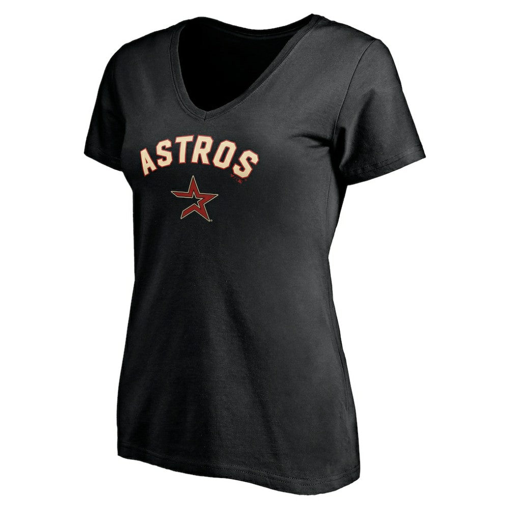Houston Astros Women's Cooperstown Winning Streak Alternate Personalized Name & Number V-Neck T-Shirt Black