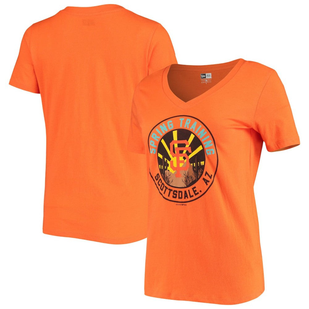 San Francisco Giants Women's Spring Training Circle V-Neck T-Shirt Orange | New Era