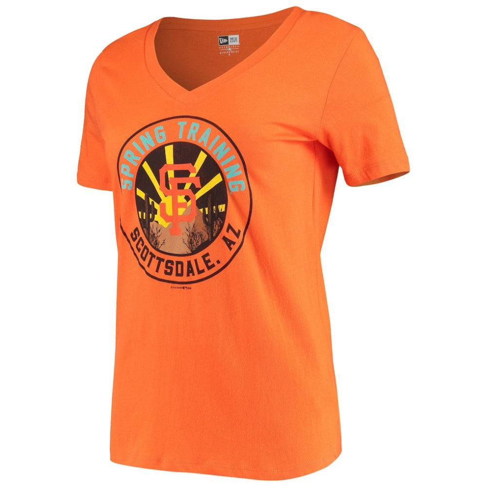 San Francisco Giants Women's Spring Training Circle V-Neck T-Shirt Orange | New Era
