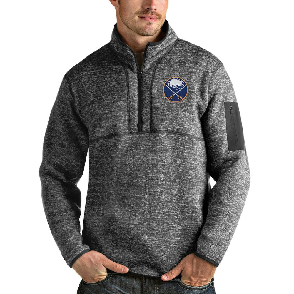 Buffalo Sabres Antigua Fortune Half-Zip Pullover Jacket Heather Gray