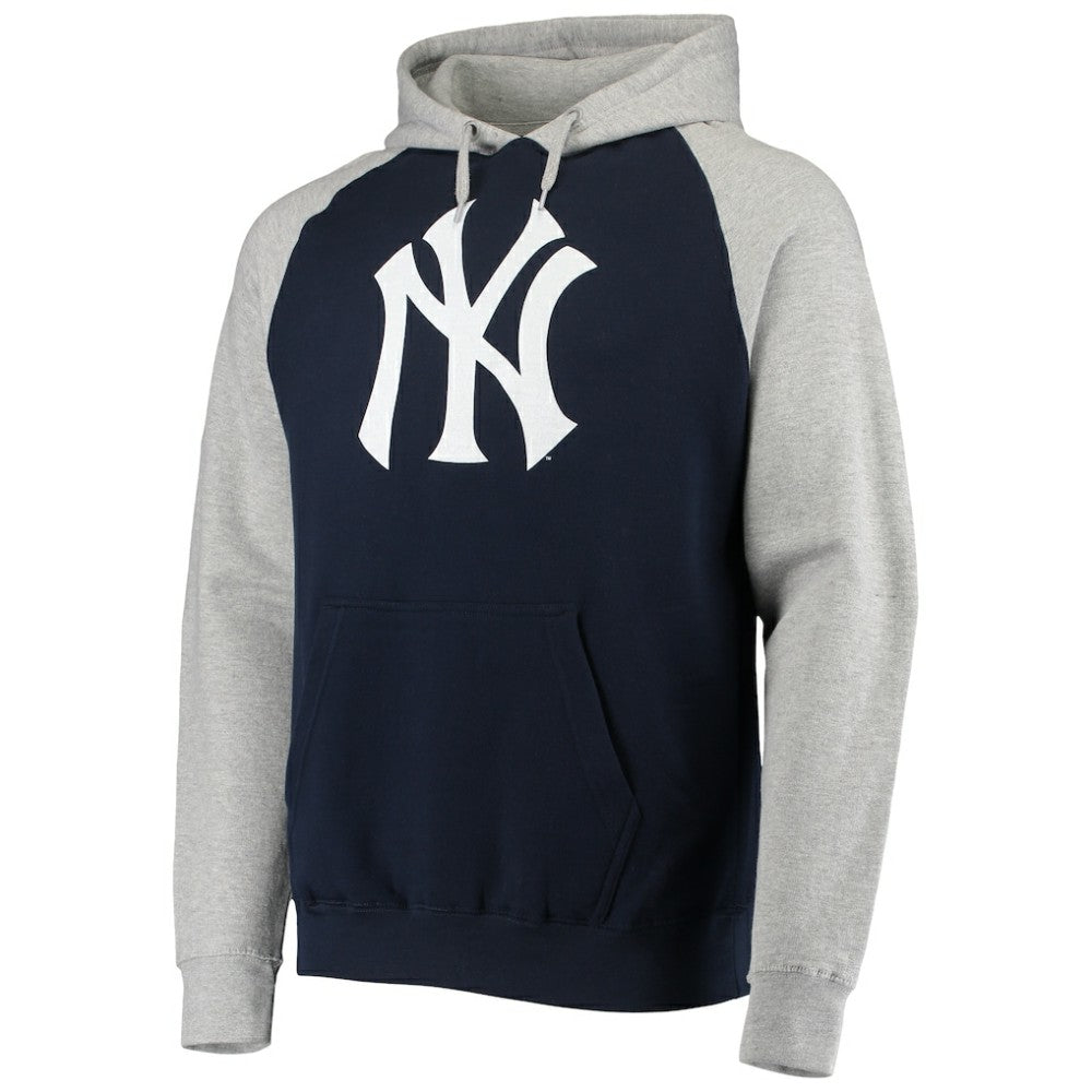 New York Yankees Stitches Raglan Pullover Hoodie Heathered Gray/Navy