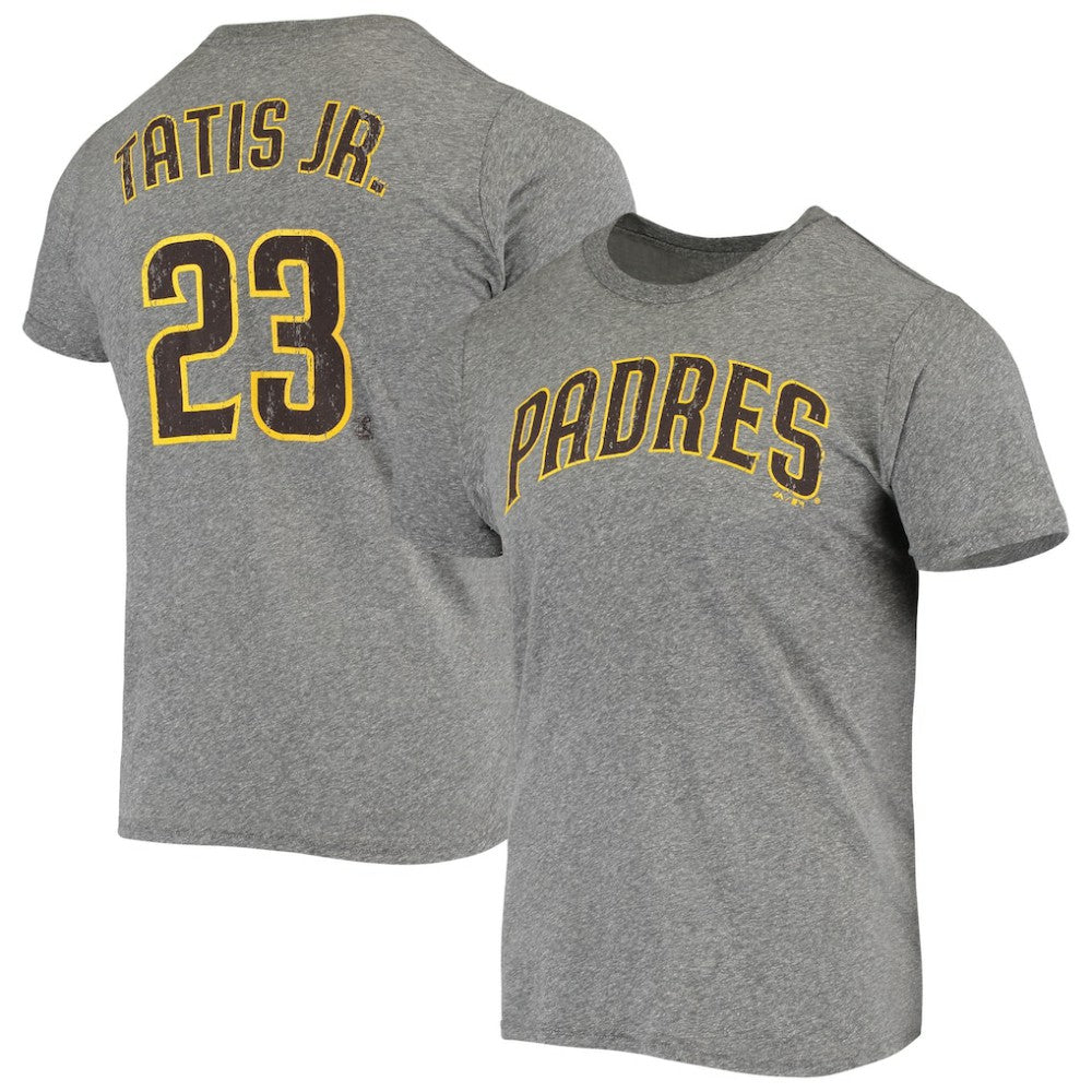 Fernando Tatis Jr. San Diego Padres Majestic Threads Name & Number Tri-Blend T-Shirt Heathered Gray