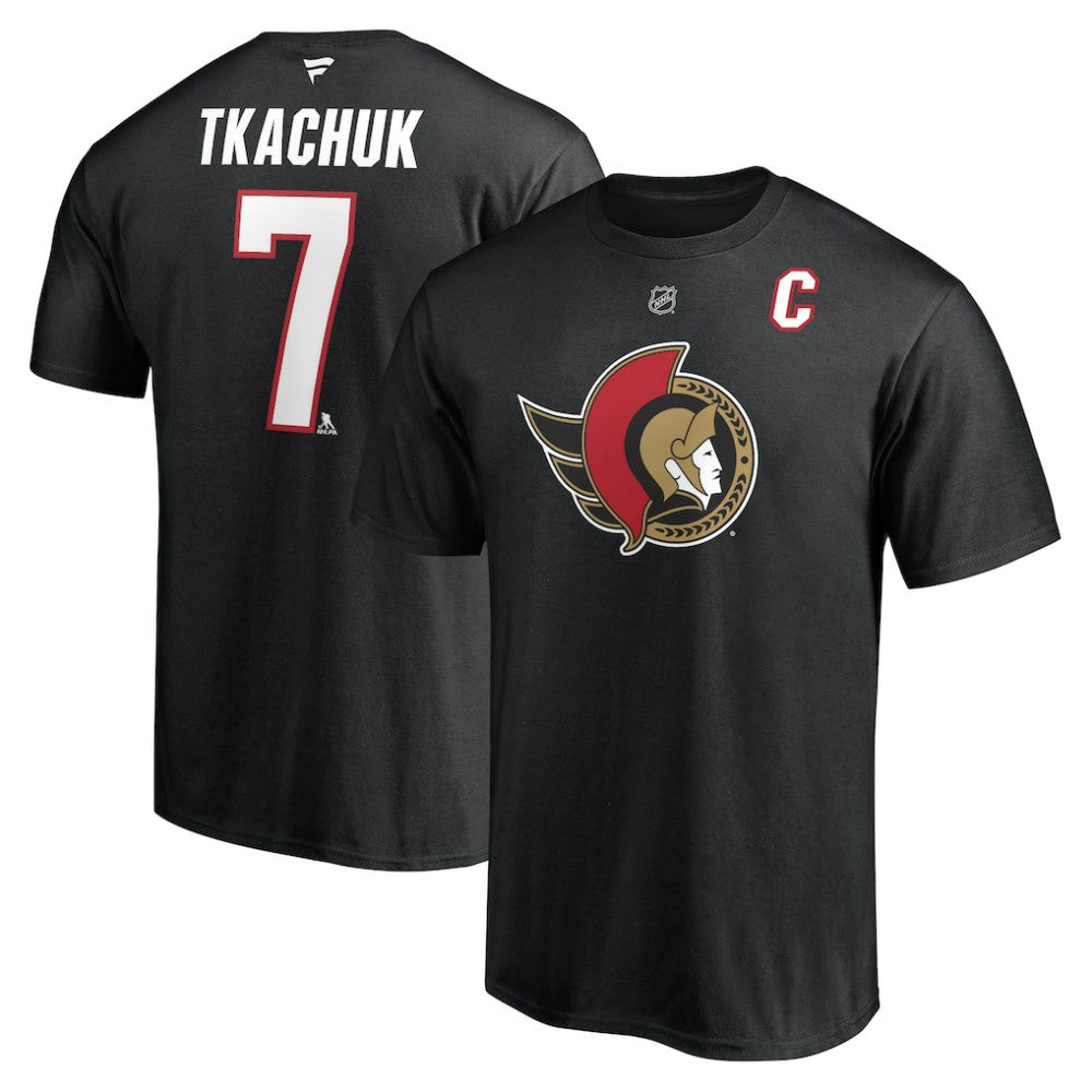 Brady Tkachuk Ottawa Senators Fanatics Authentic Stack Name & Number T-Shirt Black
