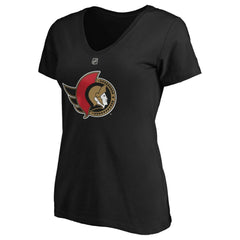 Brady Tkachuk Ottawa Senators Fanatics Women's Authentic Stack Name & Number V-Neck T-Shirt Black