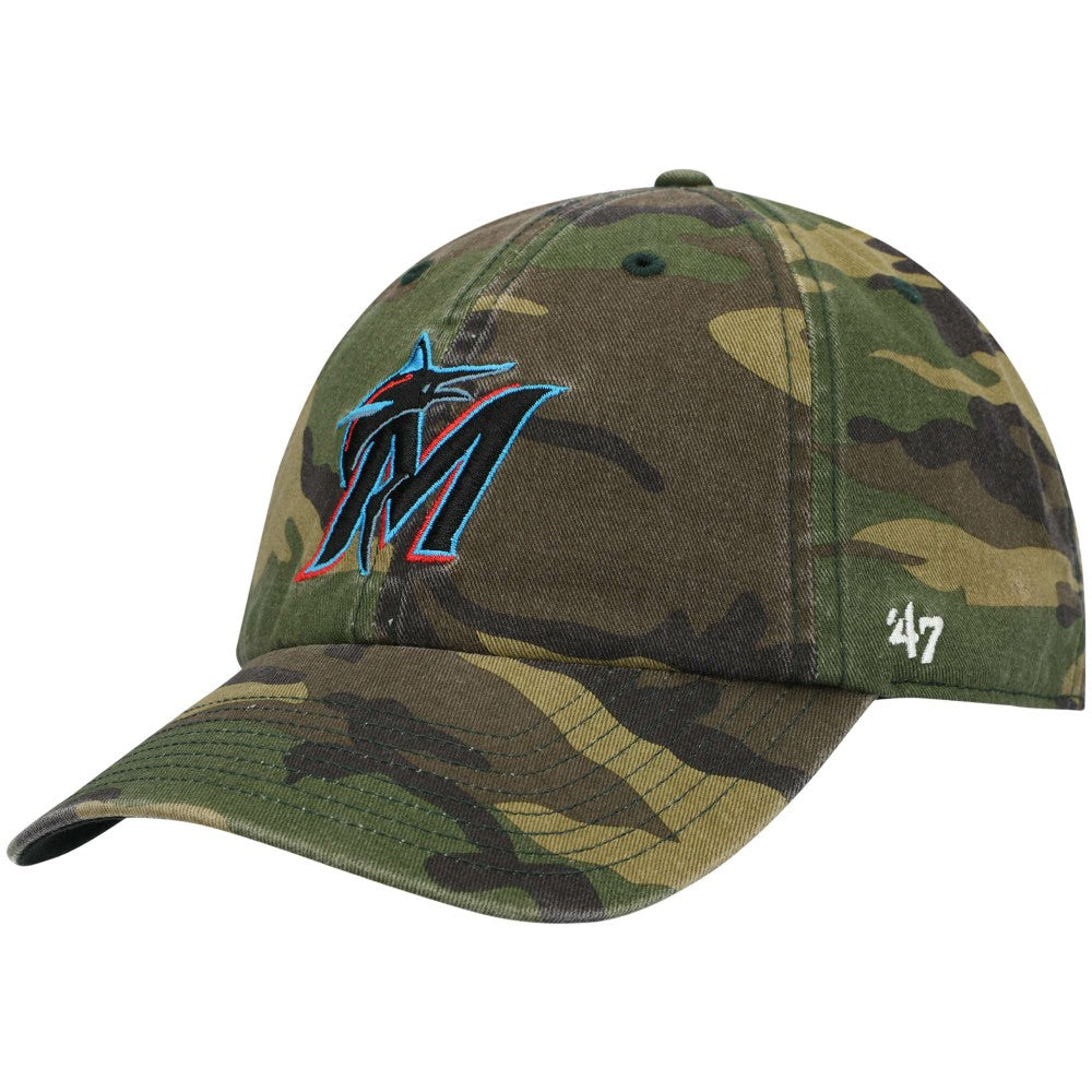 Miami Marlins Team Clean Up Adjustable Hat Camo | 47 brand