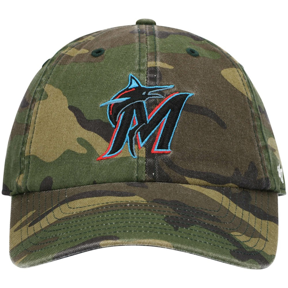Miami Marlins Team Clean Up Adjustable Hat Camo | 47 brand